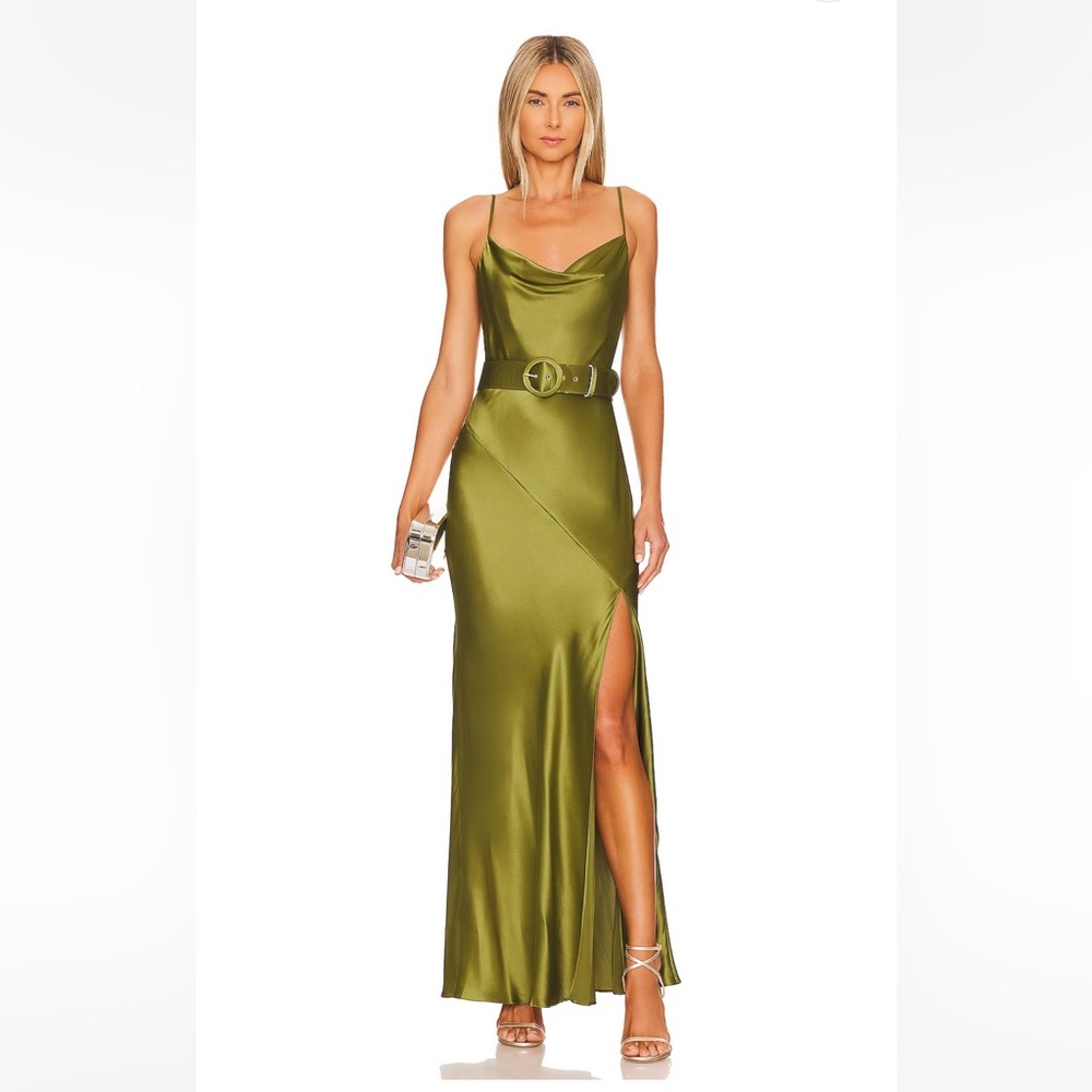 NICHOLAS Simone Cowl Neck Dress in Olive NWT Size 2